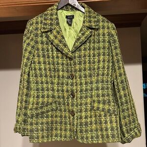 H&S Women's Green Checkered Blazer